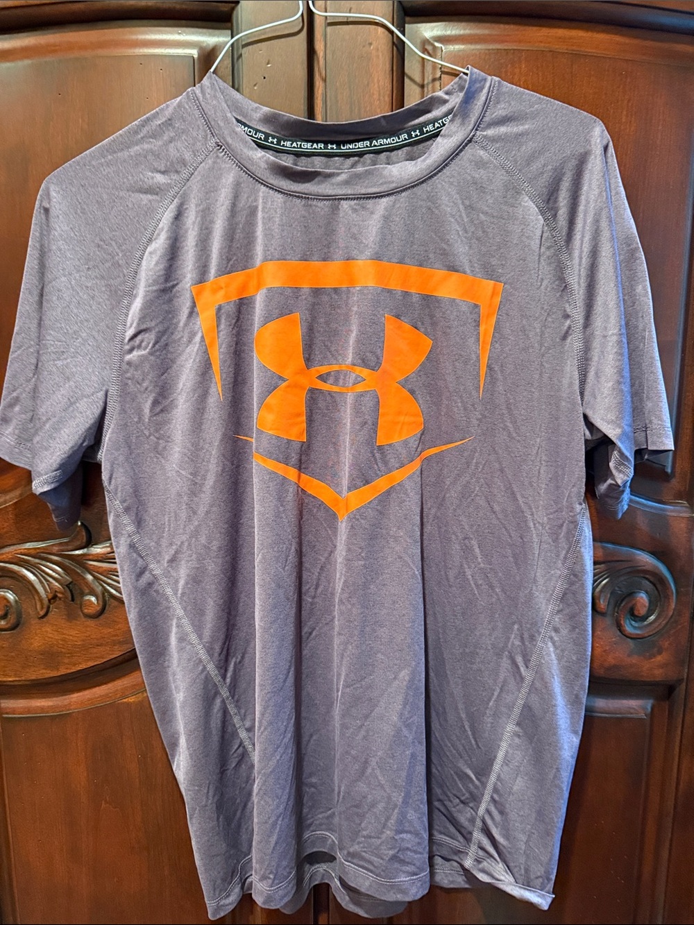Under Armour Men’s Short Sleeve HeatGear Tee - Gray with Orange Logo